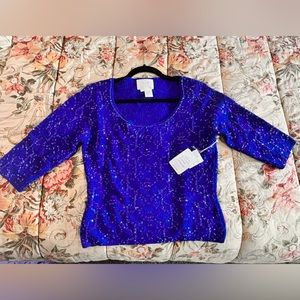Victoria Royal beaded 3/4 sleeve sweater